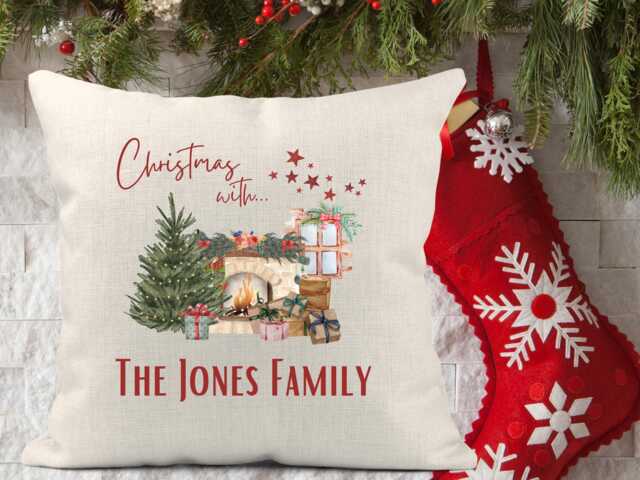 Personalised Christmas Decoration Cushion, Festive Decor Cushion, Ornaments, First New Home - image 1