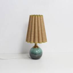 Duzy Handmade Scallop Shape Khaki Fabric & Ceramic Base Table Lamp For Home Decor-57#