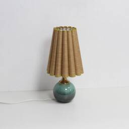 Duzy Handmade Scallop Shape Khaki Fabric & Ceramic Base Table Lamp For Home Decor-57# - thumbnail 3