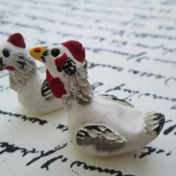 Hand-Sculpted Miniature Chickens & Nest Fairy Garden Terrarium Decor - thumbnail 2