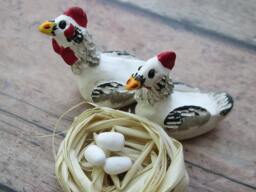 Hand-Sculpted Miniature Chickens & Nest Fairy Garden Terrarium Decor - thumbnail 1