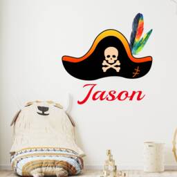 Personalised Pirate Hat Wall Sticker, Custom Name Kids Bedroom Decal - thumbnail 2