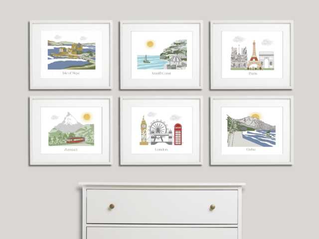 Travel Nursery Art Set Of 6 - Baby Boy Nursery - image 1