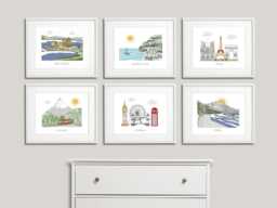 Travel Nursery Art Set Of 6 - Baby Boy Nursery - thumbnail 1