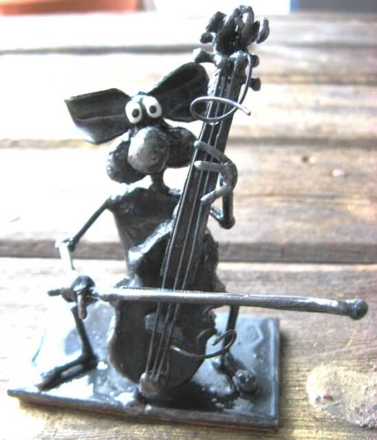 Cello Playing Mouse Sculpture - image 1