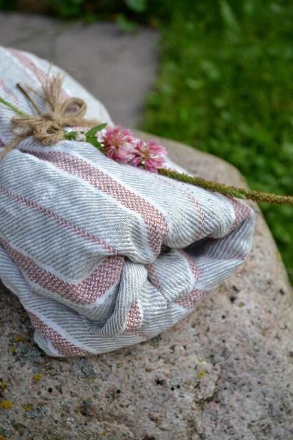 Bath Towel Striped Linen Pre Washed Gift Sheet With Red Stripes Eco - image 1