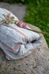 Bath Towel Striped Linen Pre Washed Gift Sheet With Red Stripes Eco - thumbnail 1
