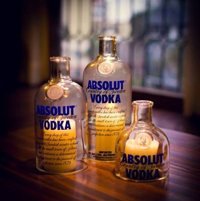 Absolut Vodka Bottle Tea Light Hurricane Candle Cover Trio Set - image 1