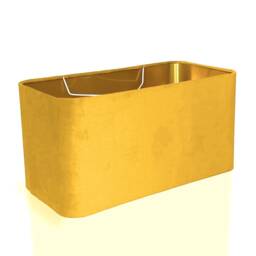 New Made To Order Lemon Yellow Velvet Lamp Shade & Pendant Light Rounded Rectangular Shape Metallic Panels Lining For All Purpose - thumbnail 2
