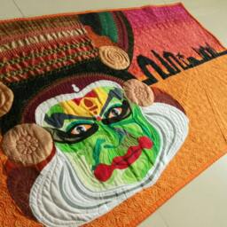 Wall Art Quilt, Colors Of India, Kathakali Christmas Gift, House Warming Colorful Wall Art, Sale, Indian - thumbnail 3