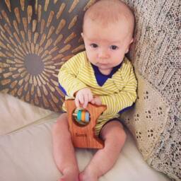 Minnesota State Baby Rattle Modern Wooden Toy, Organic Keepsake - thumbnail 2