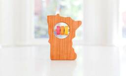 Minnesota State Baby Rattle Modern Wooden Toy, Organic Keepsake