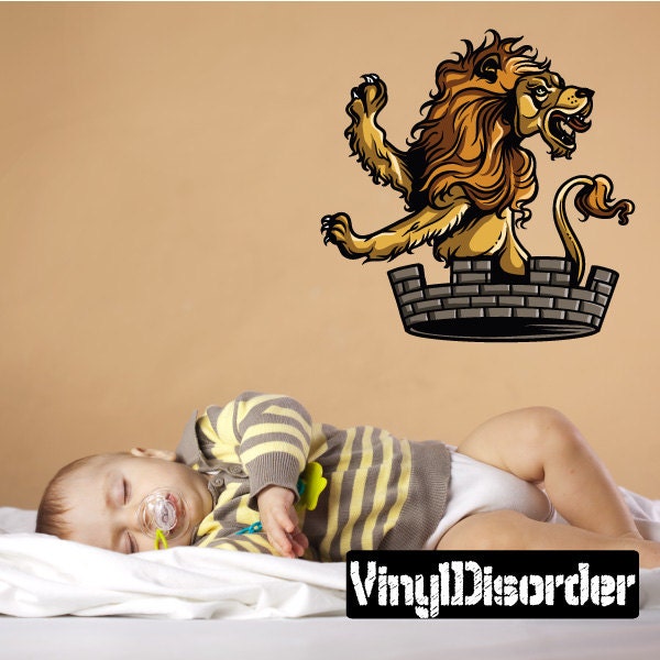 Medieval Lion Wall Decal - Fabric Vinyl Removable & Reusable Medievallionuscolor006Et