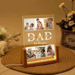 Personalized Photo Night Light, Holiday Gifts For Husband, Bedroom Christmas Gift Dad, Best Dad Ever, Custom Name Light - thumbnail 2