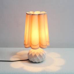 Handmade Khaki Fabric Shade Table Lamp White Ceramic Base - thumbnail 4