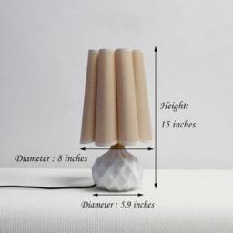 Handmade Khaki Fabric Shade Table Lamp White Ceramic Base - thumbnail 2