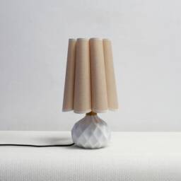 Handmade Khaki Fabric Shade Table Lamp White Ceramic Base