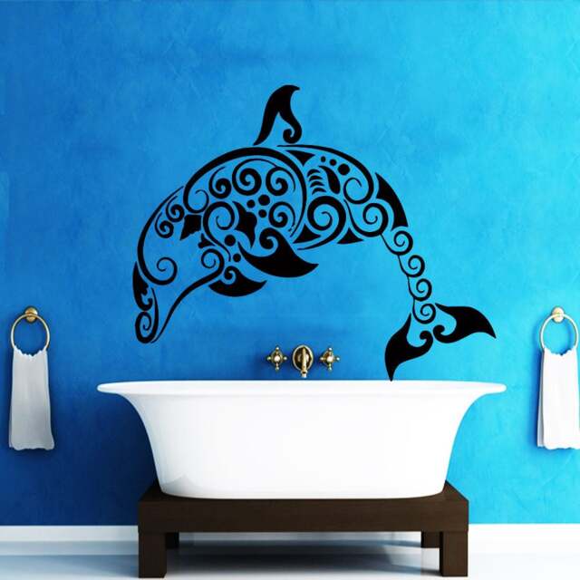 Dolphin Wall Decal Abstract Vinyl Stickers Decals Home Bathroom Decor Shower Removable Cc66 - image 1