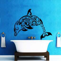 Dolphin Wall Decal Abstract Vinyl Stickers Decals Home Bathroom Decor Shower Removable Cc66 - thumbnail 1
