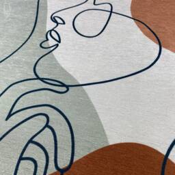 Set Of 2 Abstract Face Chenille Pillow Cases, Earth Tone Modern Art Cushion Covers - thumbnail 3