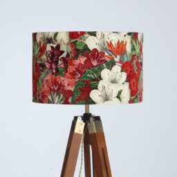 Lampshade Vintage Tropical Velvet - Drum Lamp Shade 25cm 30cm 35cm 40cm 45cm Table Lamp Shade, Ceiling, Brown Green Leaves - thumbnail 2