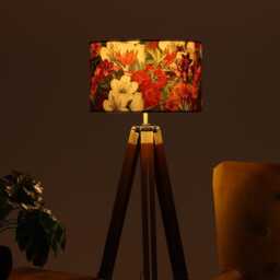 Lampshade Vintage Tropical Velvet - Drum Lamp Shade 25cm 30cm 35cm 40cm 45cm Table Lamp Shade, Ceiling, Brown Green Leaves - thumbnail 3