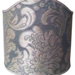 Pair Of Clip-On Shield Shades Rubelli Fabric Tebaldo Aqua Silk Brocatelle Mini Lampshade - Made in Italy - thumbnail 4