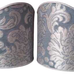 Pair Of Clip-On Shield Shades Rubelli Fabric Tebaldo Aqua Silk Brocatelle Mini Lampshade - Made in Italy - thumbnail 3