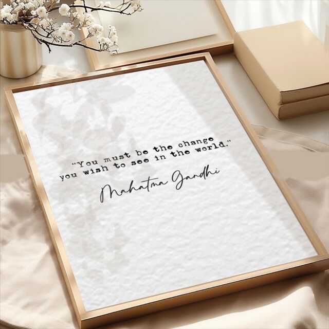 Mahatma Gandhi Quote Print Make You Must Be The Change Wish To See in World Wall Art Poster Typewriter Prints Inspirational Quotes - image 1