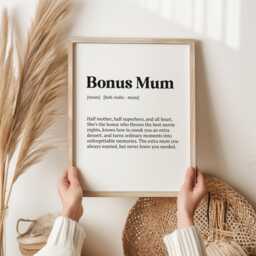 Bonus Mum Definition Print - Thoughtful Gift For Stepmum Or Mother Figure Perfect Birthdays, Mother's Day, Christmas Keepsake Art - thumbnail 1