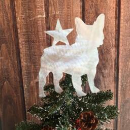 French Bulldog Star Dog Tree Topper, Holiday Decoration, Aluminum, Metal, Christmas Wreath Frenchie, Star, Unique