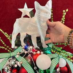 French Bulldog Star Dog Tree Topper, Holiday Decoration, Aluminum, Metal, Christmas Wreath Frenchie, Star, Unique - thumbnail 2