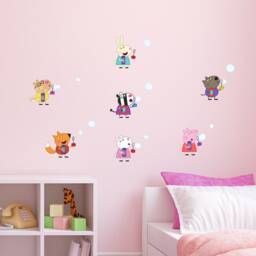 Peppa Pig Wall Sticker - & Friends Blowing Bubbles Set Decal Kids Art - thumbnail 1