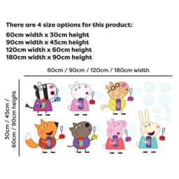Peppa Pig Wall Sticker - & Friends Blowing Bubbles Set Decal Kids Art - thumbnail 3
