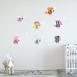 Peppa Pig Wall Sticker - & Friends Blowing Bubbles Set Decal Kids Art - thumbnail 2