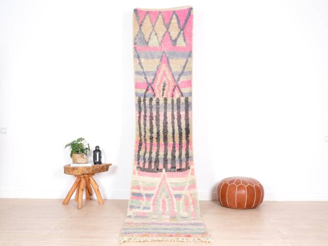 Moroccan Runner Rug 2x10 Ft, Vintage Berber Runner, Handwoven Wool Rug, Tribal Bohemian Hallway 72x305 cm - image 1