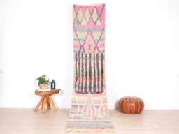 Moroccan Runner Rug 2x10 Ft, Vintage Berber Runner, Handwoven Wool Rug, Tribal Bohemian Hallway 72x305 cm - thumbnail 1
