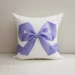 Pink Ribbon Throw Pillow Cover - Decorative Bow Cushion Nursery & Living Room Decor Girls Accent Baby Shower Gift - thumbnail 3