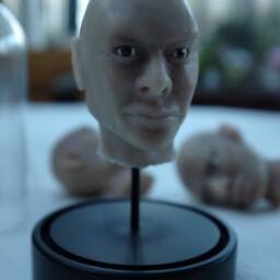 Head Under Glass, Made Of Silicone, Decorative, Cabinet Curiosities & Unusual, Unique Item - thumbnail 3