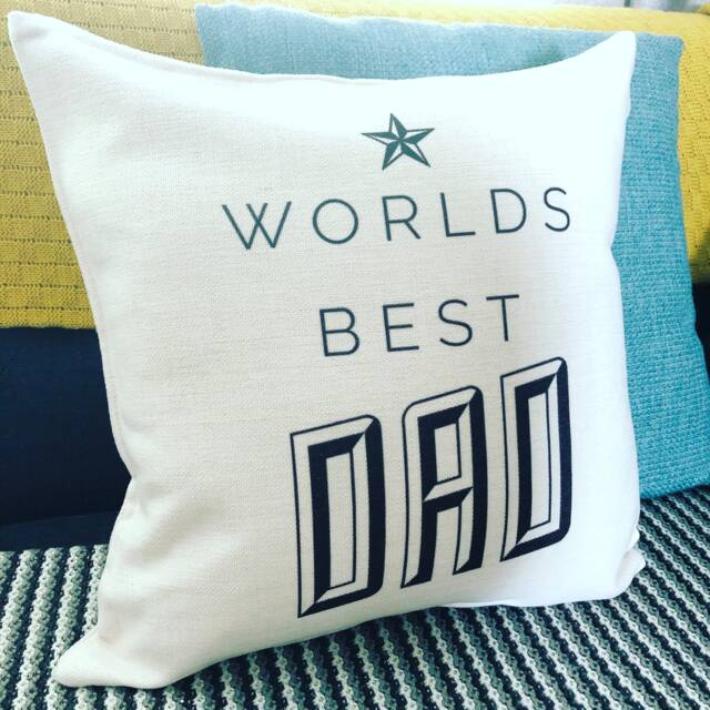 Worlds Best Dad Grandad Grandpa Star Detail Father's Day Linen Style Cushion Decor Cover