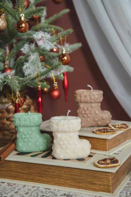 Christmas Boot Candle - Handcrafted Decor Gifts Stocking Festive Gift - image 1