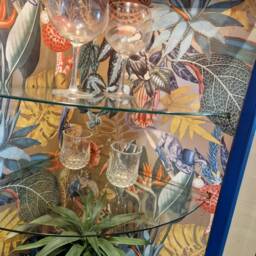 Tall Nathan Mid Century Modern Blue Corner Drinks Cabinet - Cocktail Display Unit - thumbnail 4