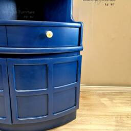 Tall Nathan Mid Century Modern Blue Corner Drinks Cabinet - Cocktail Display Unit - thumbnail 3
