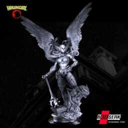 Skyborne Battle Maiden - Sci-Fi Comic Superhero Fantasy Hawkgirl Resin Figure 16K - thumbnail 2
