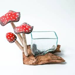Molten Glass 6.5 Inch/16 cm, Blown Glass, Melted Glass, Terrarium, Hand Recycled Succulent Planter, Office Decor, Gift For Mom - thumbnail 2