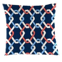 Nautical Navy Blue & Red Pillow Cover - Modern Geometric Design Outdoor Rated - thumbnail 1