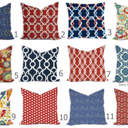 Nautical Navy Blue & Red Pillow Cover - Modern Geometric Design Outdoor Rated - thumbnail 2