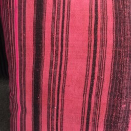 "Hmong Dark Red & Black Stripe Hemp Pillow Cushion Cover 50cmx50cm - 20""x20" - thumbnail 4