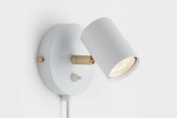 Lea Mid Century Modern Plug-In Wall Sconce White With Shades Flush Mount Vanity Light Bedside Lamp Retro Fixture - thumbnail 1