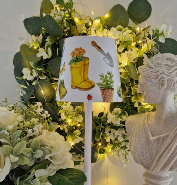 Beautiful Decoupaged Garden Theme Sb Rechargeable Table Lamp. Cordless Country Decor.hand Decorated.gardening Lover Gift - image 1